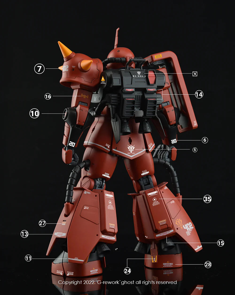 G-Rework 1/100 Johnny Ridden’s Zaku II 2.0 Custom Decals
