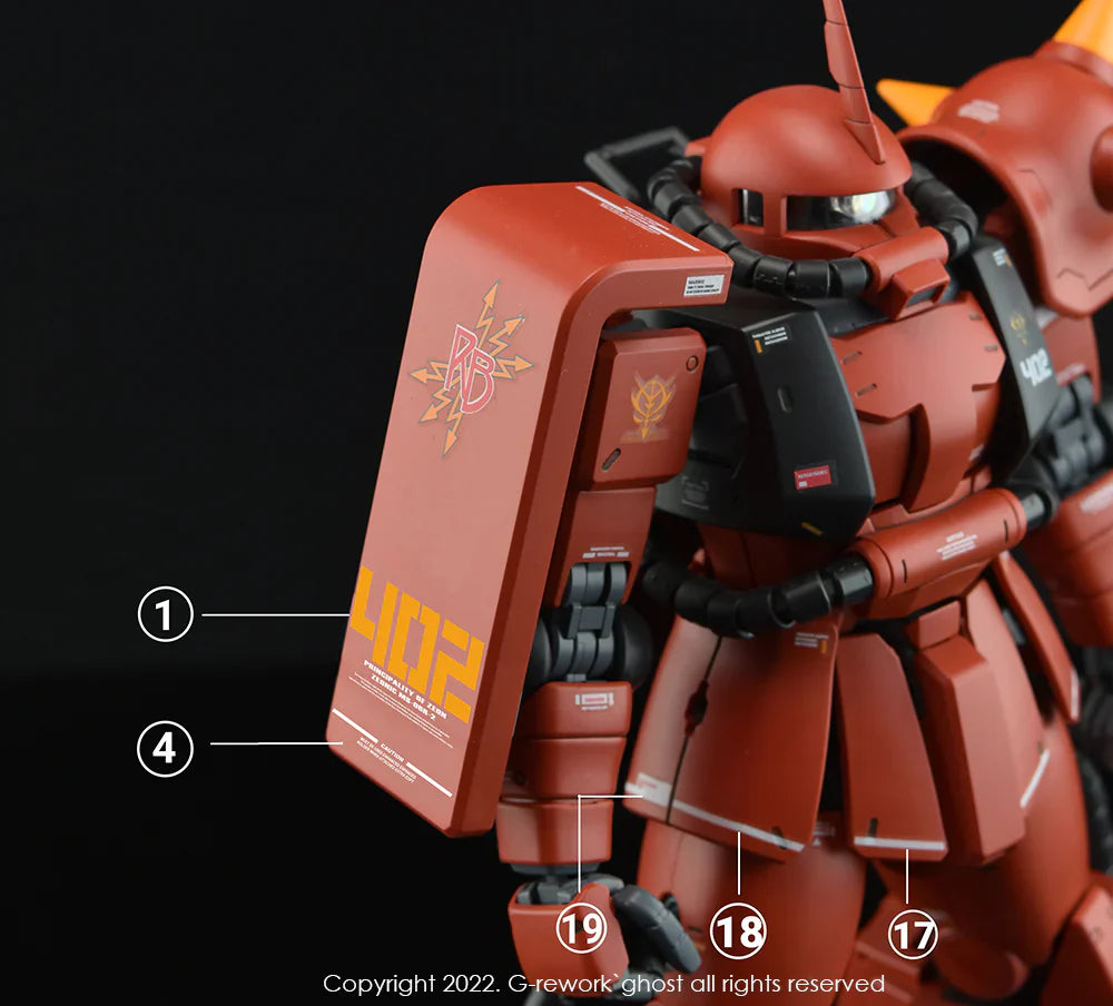 G-Rework 1/100 Johnny Ridden’s Zaku II 2.0 Custom Decals