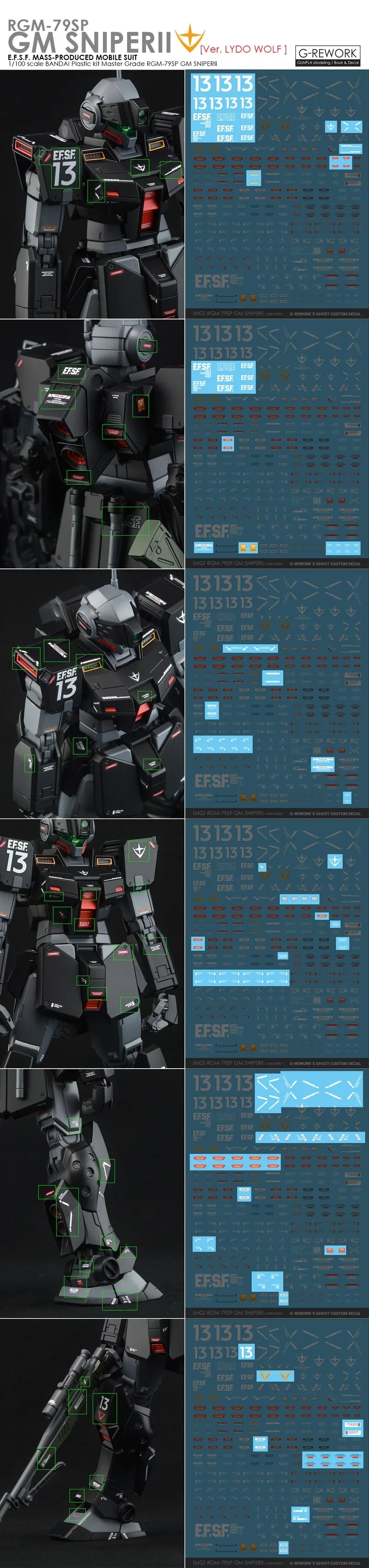 G-Rework 1/100 MG RGM-79SC GM Sniper Lydo Wolf Custom Decals
