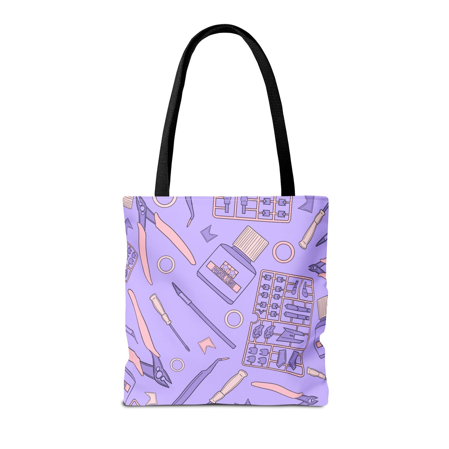 Artrovo Gundam Model Tools Pattern Tote Bag – Lavender Hobby Artist AOP Shopper