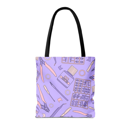 Artrovo Gundam Model Tools Pattern Tote Bag – Lavender Hobby Artist AOP Shopper