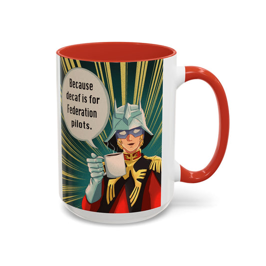 Char Aznable “Decaf Is for Federation Pilots” Mug (15oz) — Red Handle & Interior