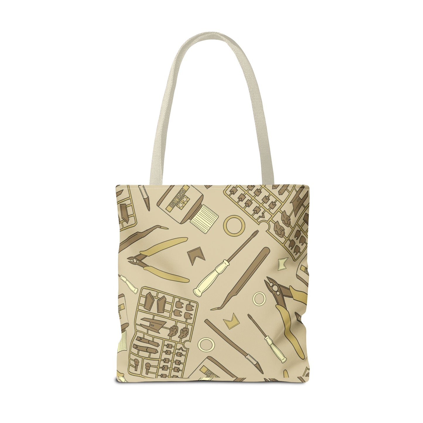 Artrovo Gundam Model Tools Pattern Tote Bag – Beige Hobby Artist AOP Shopper