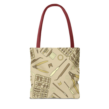 Artrovo Gundam Model Tools Pattern Tote Bag – Beige Hobby Artist AOP Shopper