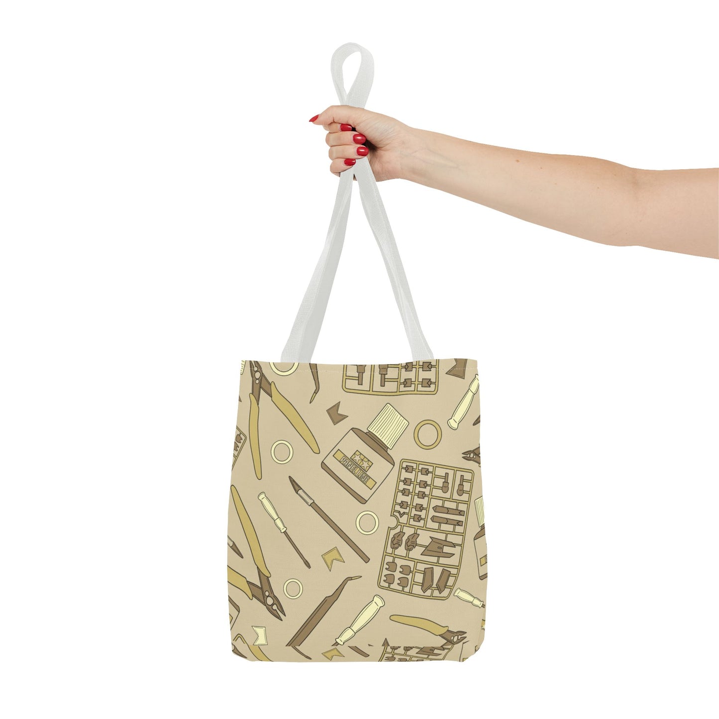 Artrovo Gundam Model Tools Pattern Tote Bag – Beige Hobby Artist AOP Shopper