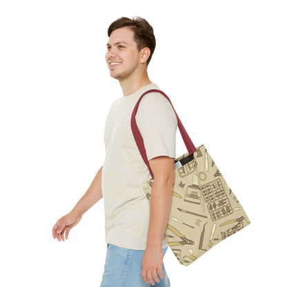 Artrovo Gundam Model Tools Pattern Tote Bag – Beige Hobby Artist AOP Shopper