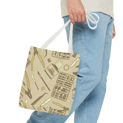 Artrovo Gundam Model Tools Pattern Tote Bag – Beige Hobby Artist AOP Shopper