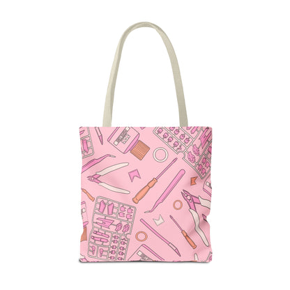 Artrovo Gundam Model Tools Pattern Tote Bag – Pastel Hobby Artist AOP Shopper