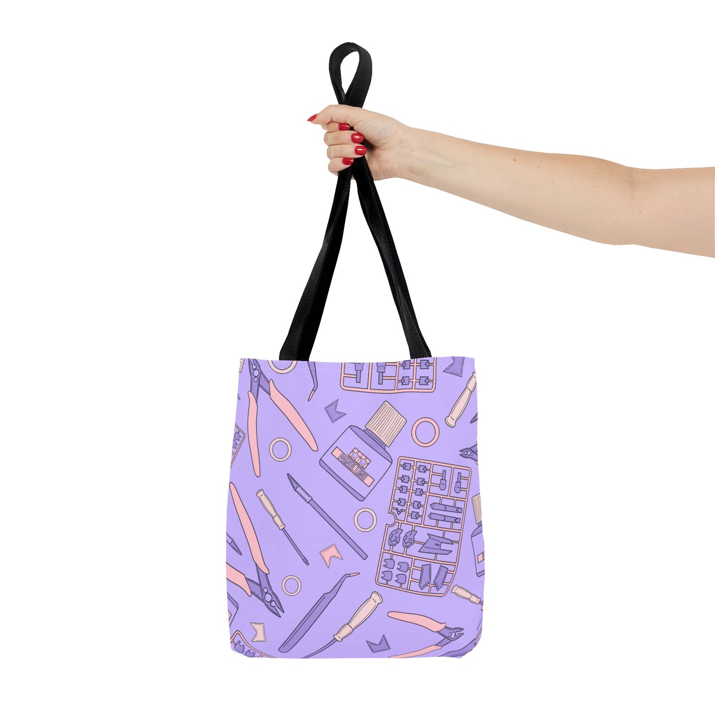 Artrovo Gundam Model Tools Pattern Tote Bag – Lavender Hobby Artist AOP Shopper