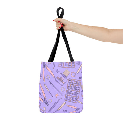 Artrovo Gundam Model Tools Pattern Tote Bag – Lavender Hobby Artist AOP Shopper