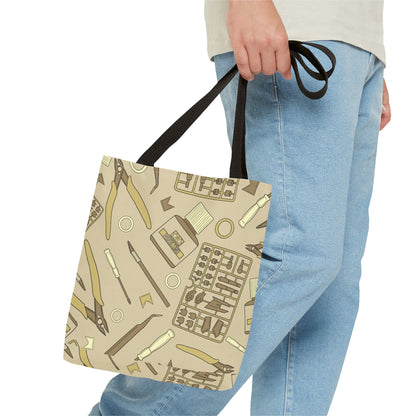 Artrovo Gundam Model Tools Pattern Tote Bag – Beige Hobby Artist AOP Shopper