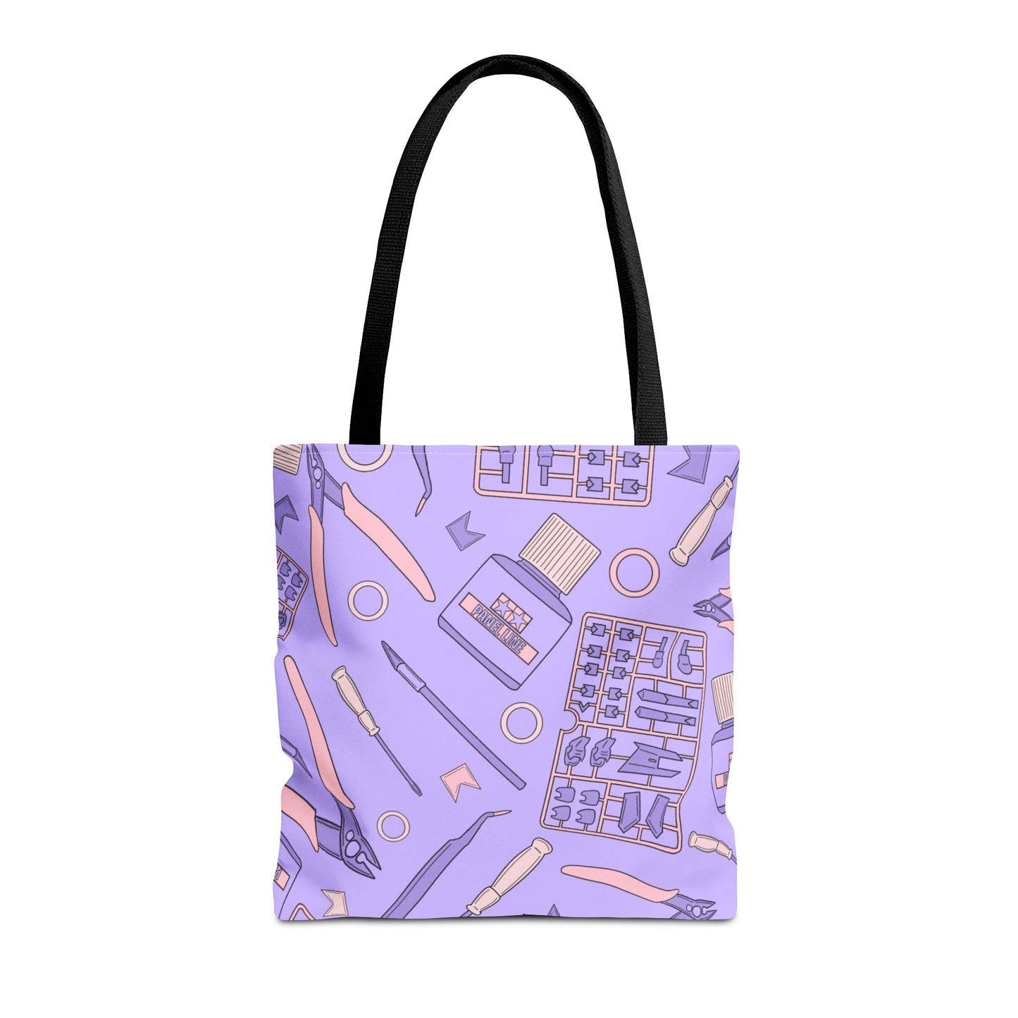 Artrovo Gundam Model Tools Pattern Tote Bag – Lavender Hobby Artist AOP Shopper