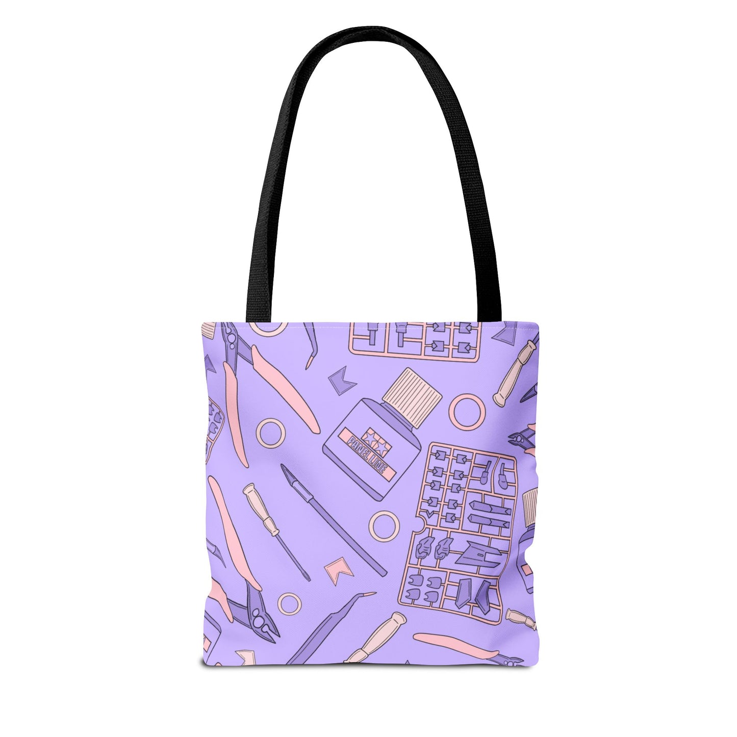 Artrovo Gundam Model Tools Pattern Tote Bag – Lavender Hobby Artist AOP Shopper