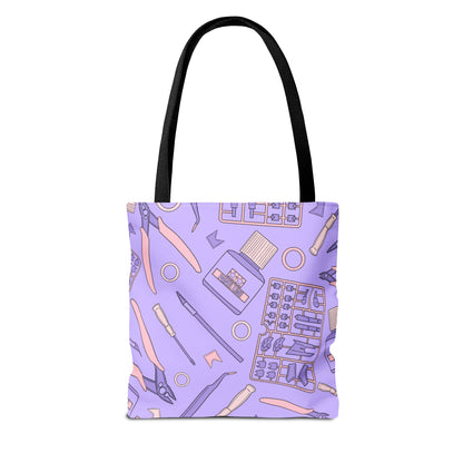 Artrovo Gundam Model Tools Pattern Tote Bag – Lavender Hobby Artist AOP Shopper