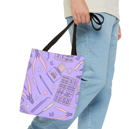 Artrovo Gundam Model Tools Pattern Tote Bag – Lavender Hobby Artist AOP Shopper