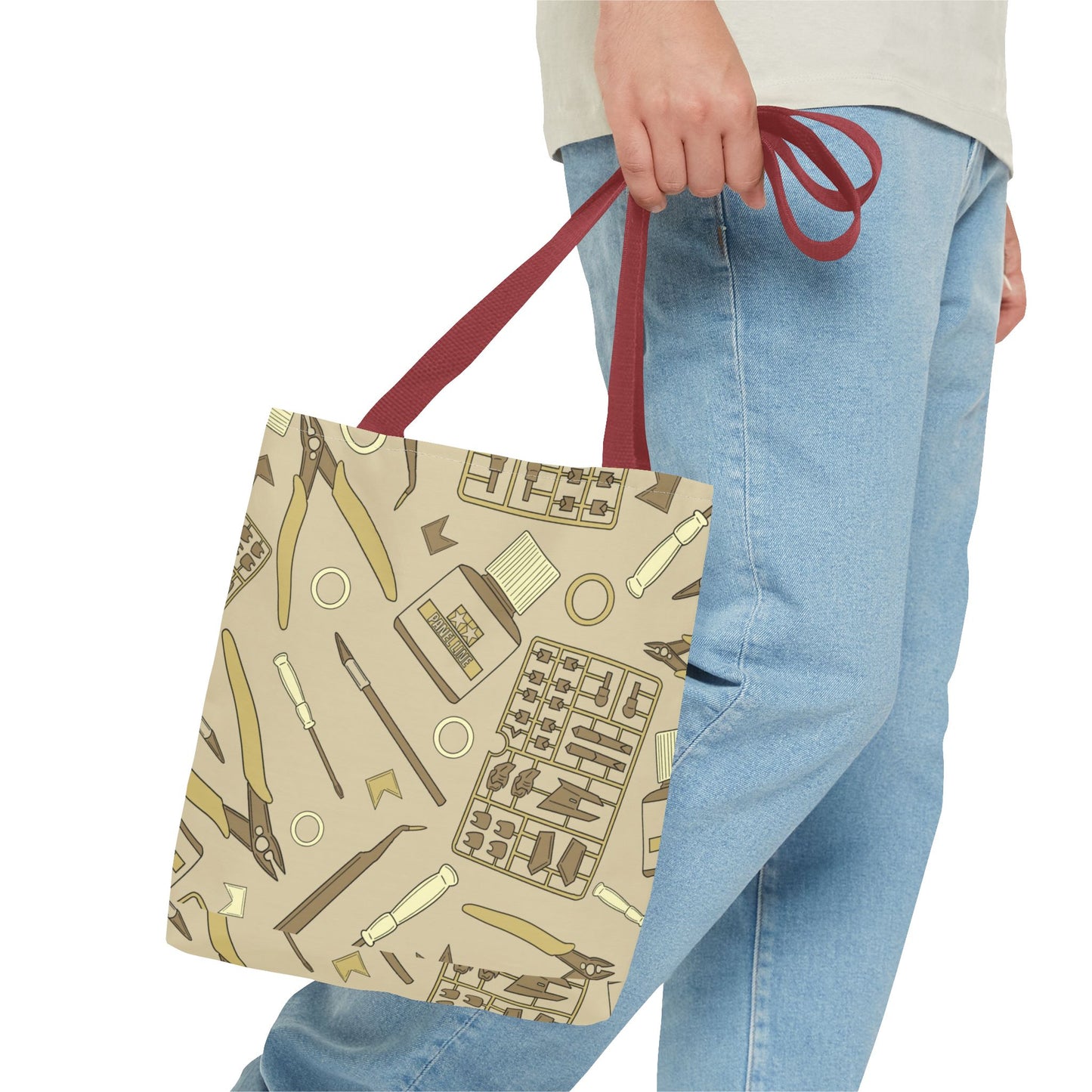 Artrovo Gundam Model Tools Pattern Tote Bag – Beige Hobby Artist AOP Shopper
