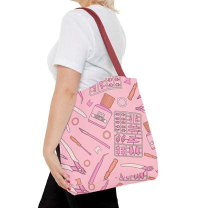 Artrovo Gundam Model Tools Pattern Tote Bag – Pastel Hobby Artist AOP Shopper