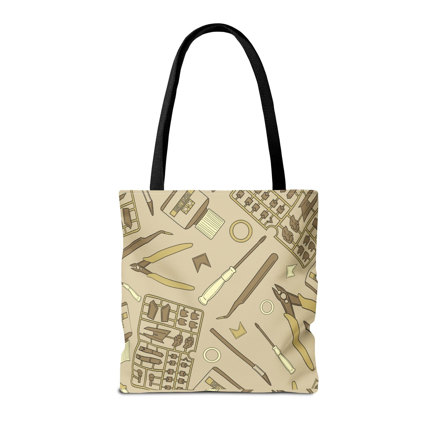 Artrovo Gundam Model Tools Pattern Tote Bag – Beige Hobby Artist AOP Shopper