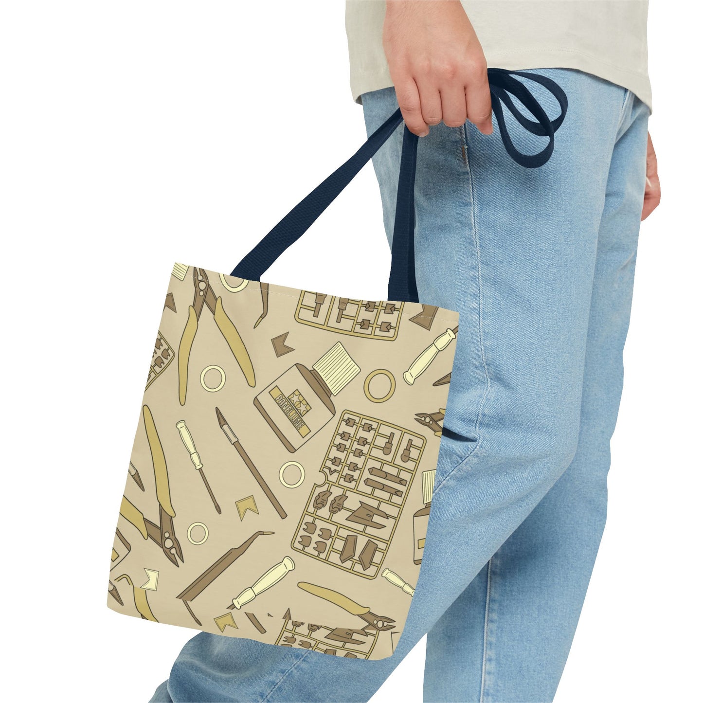 Artrovo Gundam Model Tools Pattern Tote Bag – Beige Hobby Artist AOP Shopper