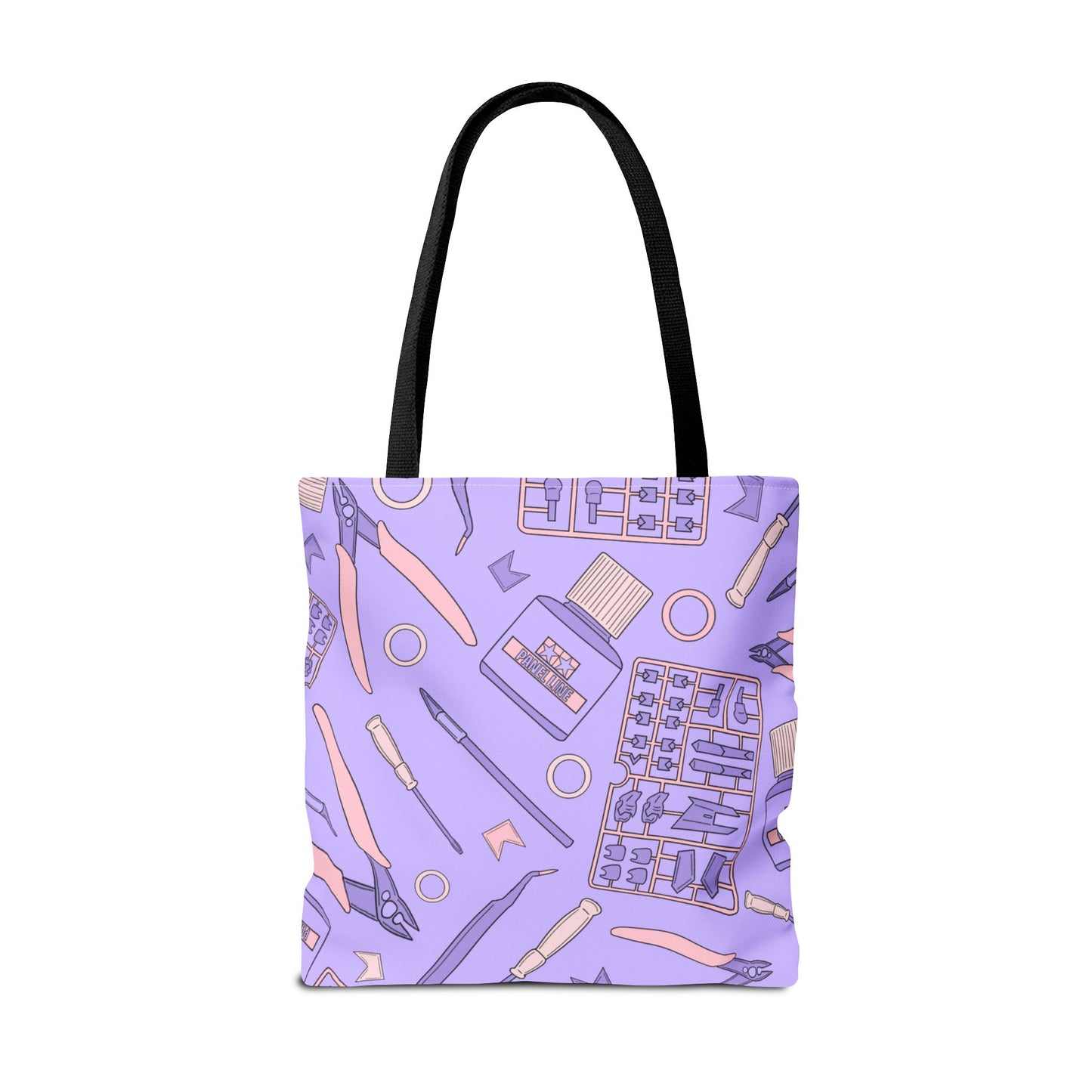 Artrovo Gundam Model Tools Pattern Tote Bag – Lavender Hobby Artist AOP Shopper