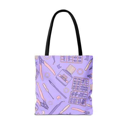 Artrovo Gundam Model Tools Pattern Tote Bag – Lavender Hobby Artist AOP Shopper