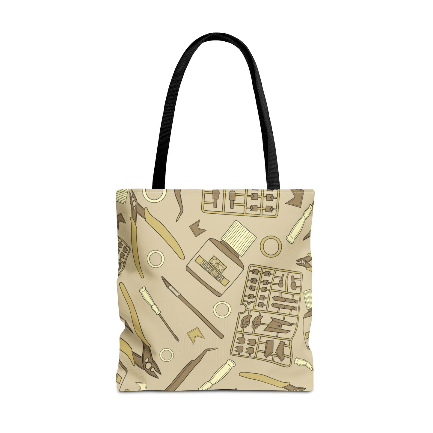 Artrovo Gundam Model Tools Pattern Tote Bag – Beige Hobby Artist AOP Shopper