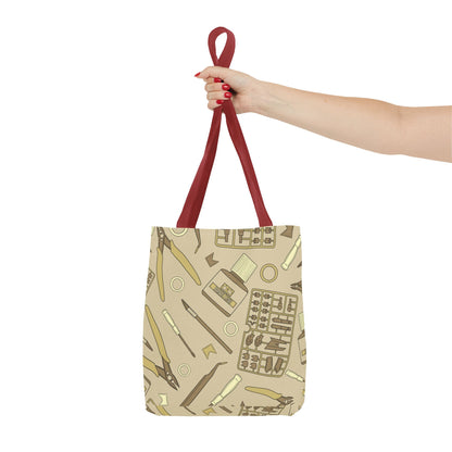 Artrovo Gundam Model Tools Pattern Tote Bag – Beige Hobby Artist AOP Shopper