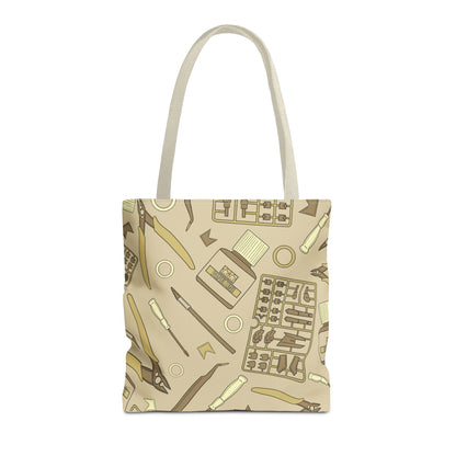 Artrovo Gundam Model Tools Pattern Tote Bag – Beige Hobby Artist AOP Shopper