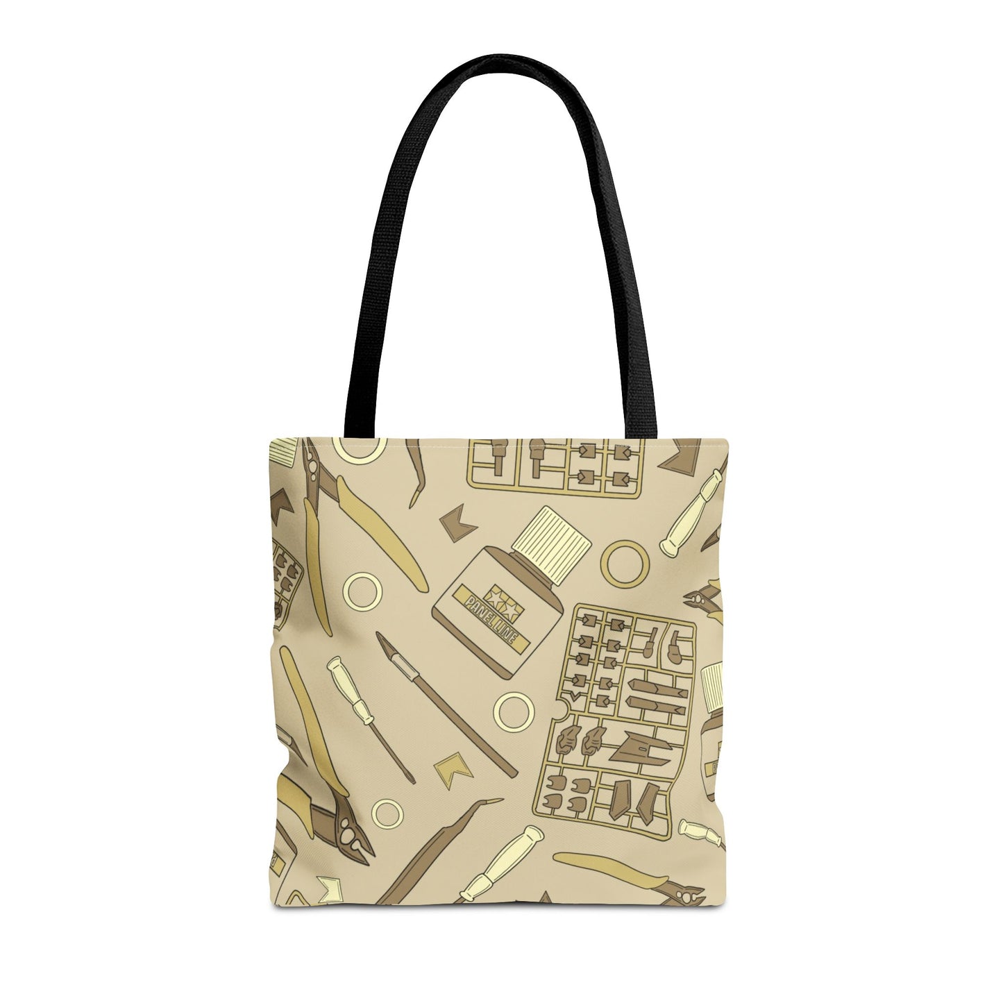 Artrovo Gundam Model Tools Pattern Tote Bag – Beige Hobby Artist AOP Shopper