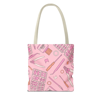 Artrovo Gundam Model Tools Pattern Tote Bag – Pastel Hobby Artist AOP Shopper