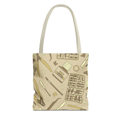 Artrovo Gundam Model Tools Pattern Tote Bag – Beige Hobby Artist AOP Shopper