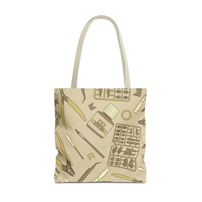 Artrovo Gundam Model Tools Pattern Tote Bag – Beige Hobby Artist AOP Shopper