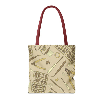 Artrovo Gundam Model Tools Pattern Tote Bag – Beige Hobby Artist AOP Shopper