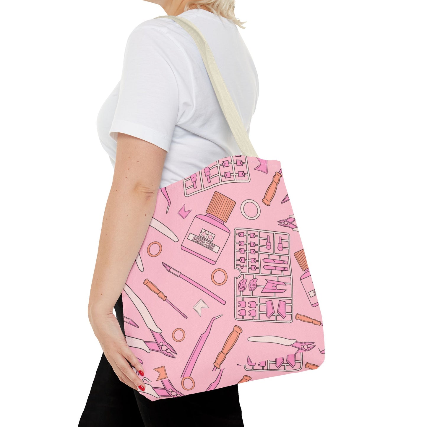 Artrovo Gundam Model Tools Pattern Tote Bag – Pastel Hobby Artist AOP Shopper