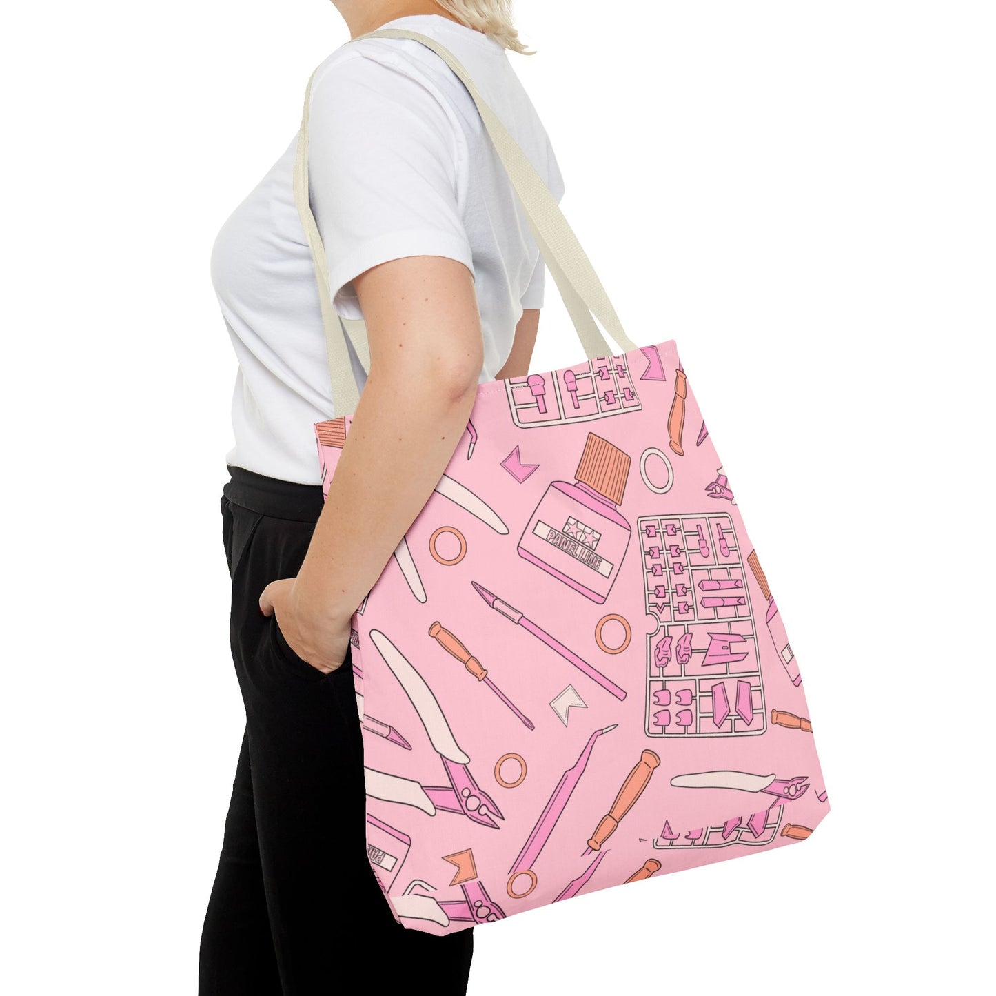 Artrovo Gundam Model Tools Pattern Tote Bag – Pastel Hobby Artist AOP Shopper