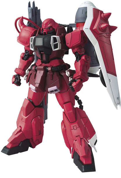 Red robot model with a white weapon on a white background
