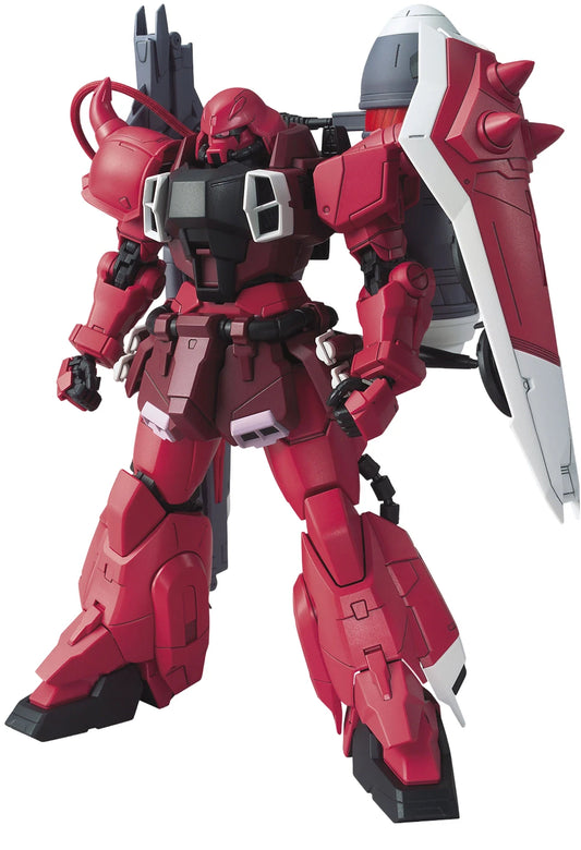 Red robot model with a white weapon on a white background
