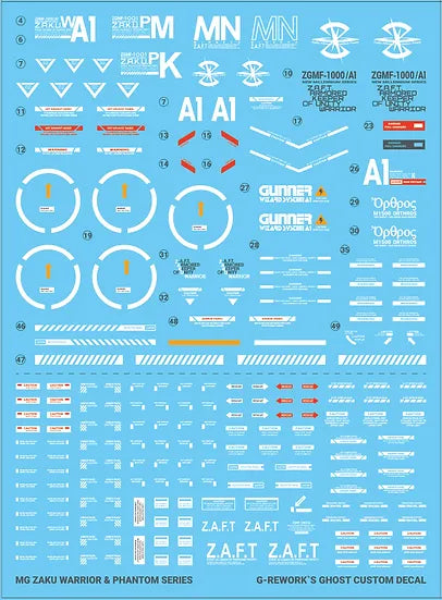 G-Rework 1/100 Gunner Zaku Custom Decals - Artrovo Gundam