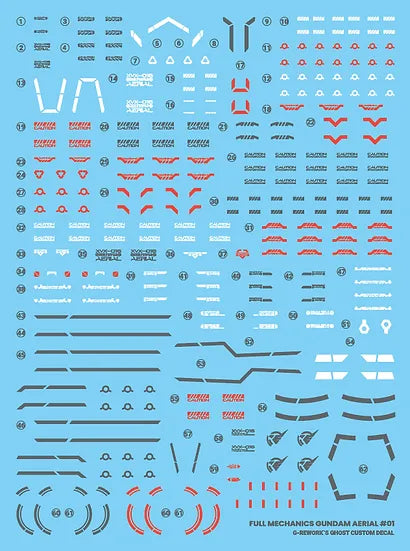 G-Rework 1/100 Full Mechanics Aerial Custom Decals - Artrovo Gundam