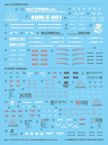 G-Rework 1/100 GAT-X105 Aile Strike Gundam Custom Decals - Artrovo Gundam