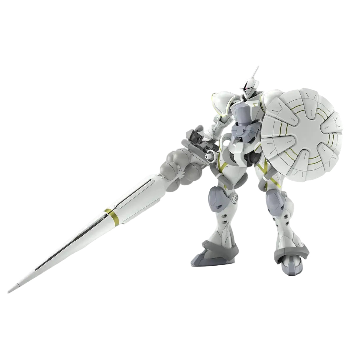 Model kit of a robot with a sword on a gray background