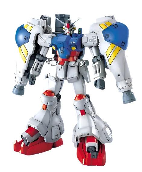 Robot model toy with blue, white, and red colors on a white background