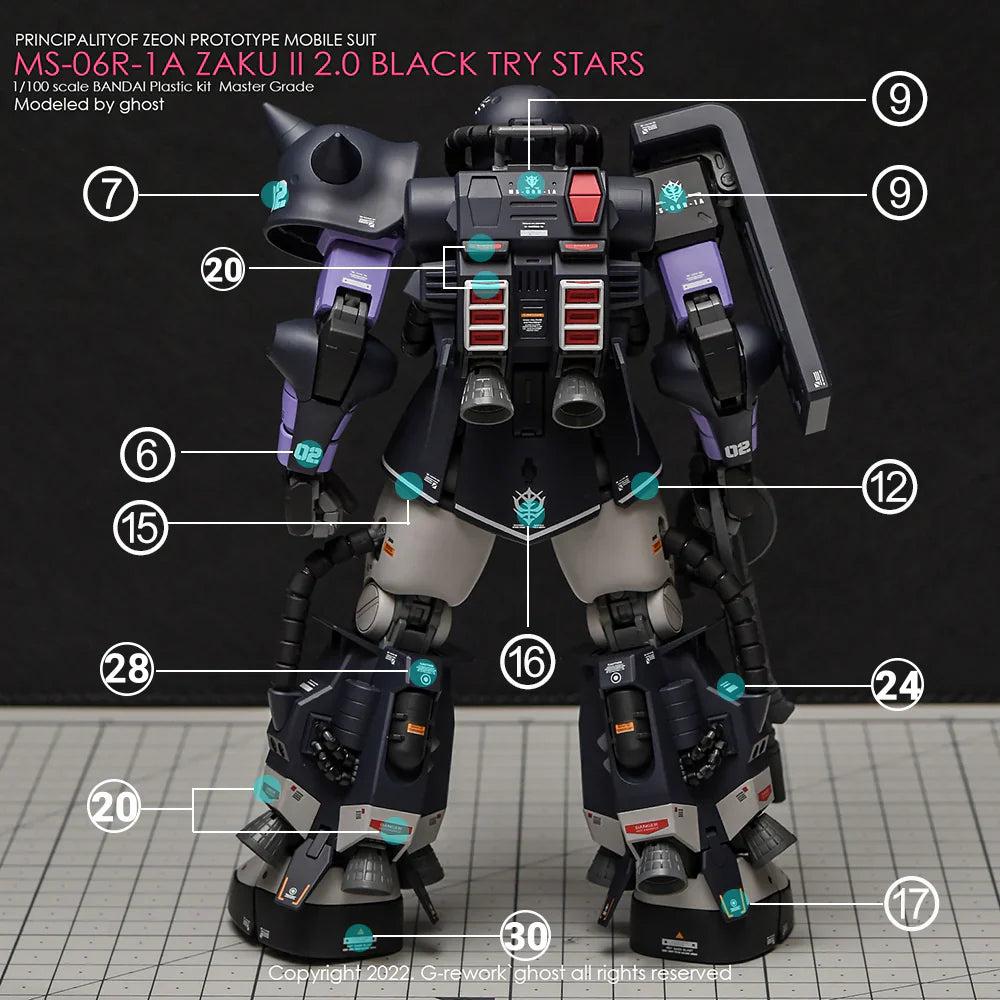 G-Rework 1/100 MG Black Tri-Stars Zaku II Custom Decals