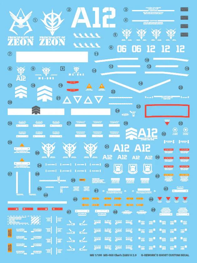 G-Rework 1/100 MG Char’s Zaku II 2.0 Custom Decals - Image 11 of 11