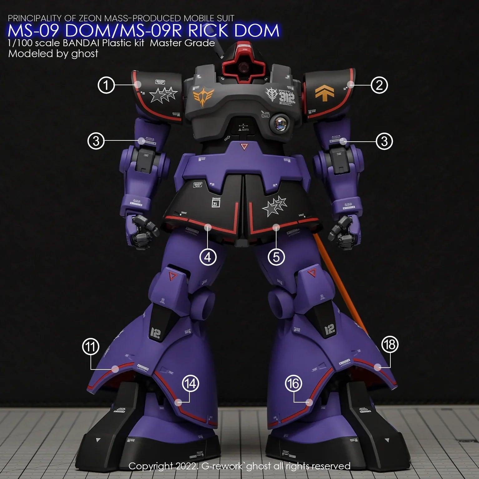 G-Rework 1/100 MG Dom 1.5/Rick Dom 1.5 (Select) Custom Decals