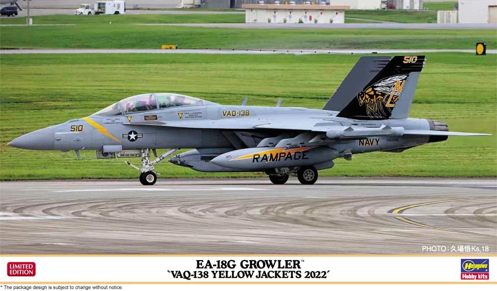 Hasegawa 1/72 EA-18G Growler Vaq-138 Yellow Jack Model Kit — box art