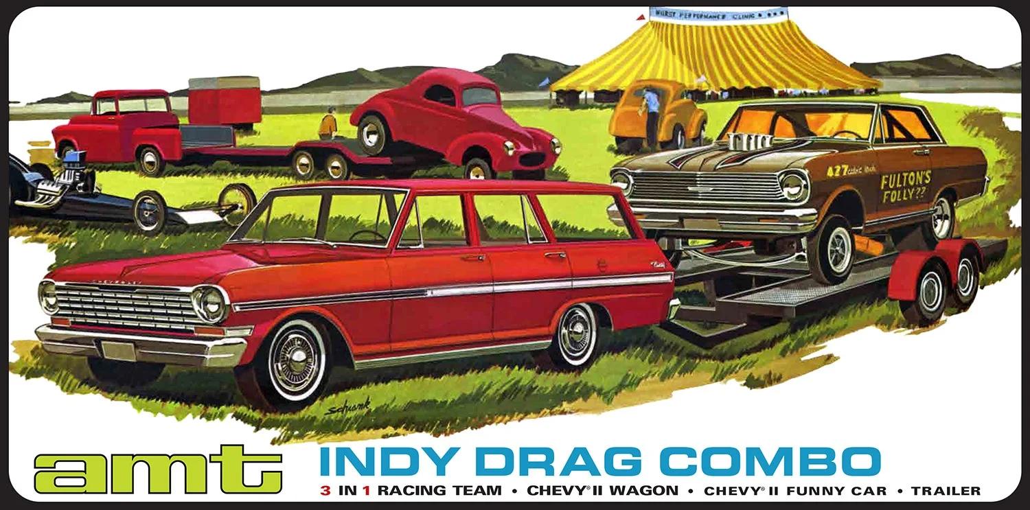 AMT 1/25 Indy Drag Combochevy II Fc Trailer Model Kit — box art