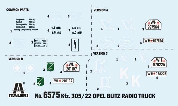 Italeri 1/35 Opel Blitz Radio Truck Model Kit — official product photo 3