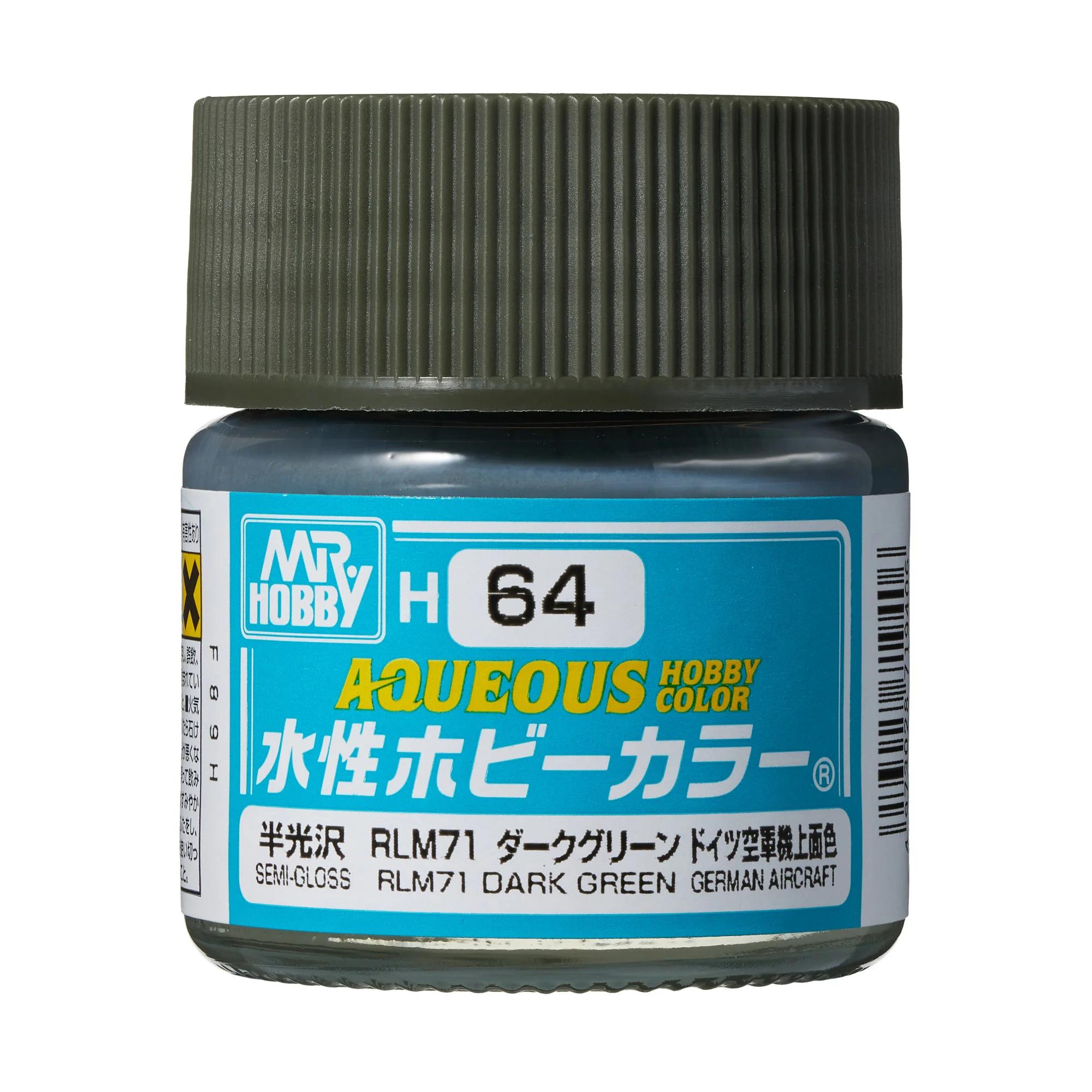 Mr. Hobby Aqueous Hobby Color RLM71 Dark Green (H64) 10 ml — official product photo 1