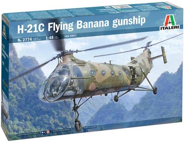 Italeri 1/48 H-21C Flying Banana Gunship Model Kit — box art